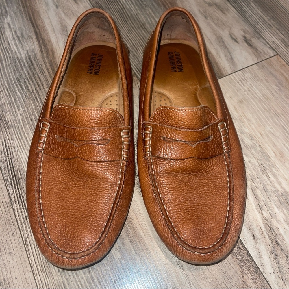 Johnston & Murphy Men’s 8.5M Lyles Penny Loafer Tan Brown Leather Shoes Brazil